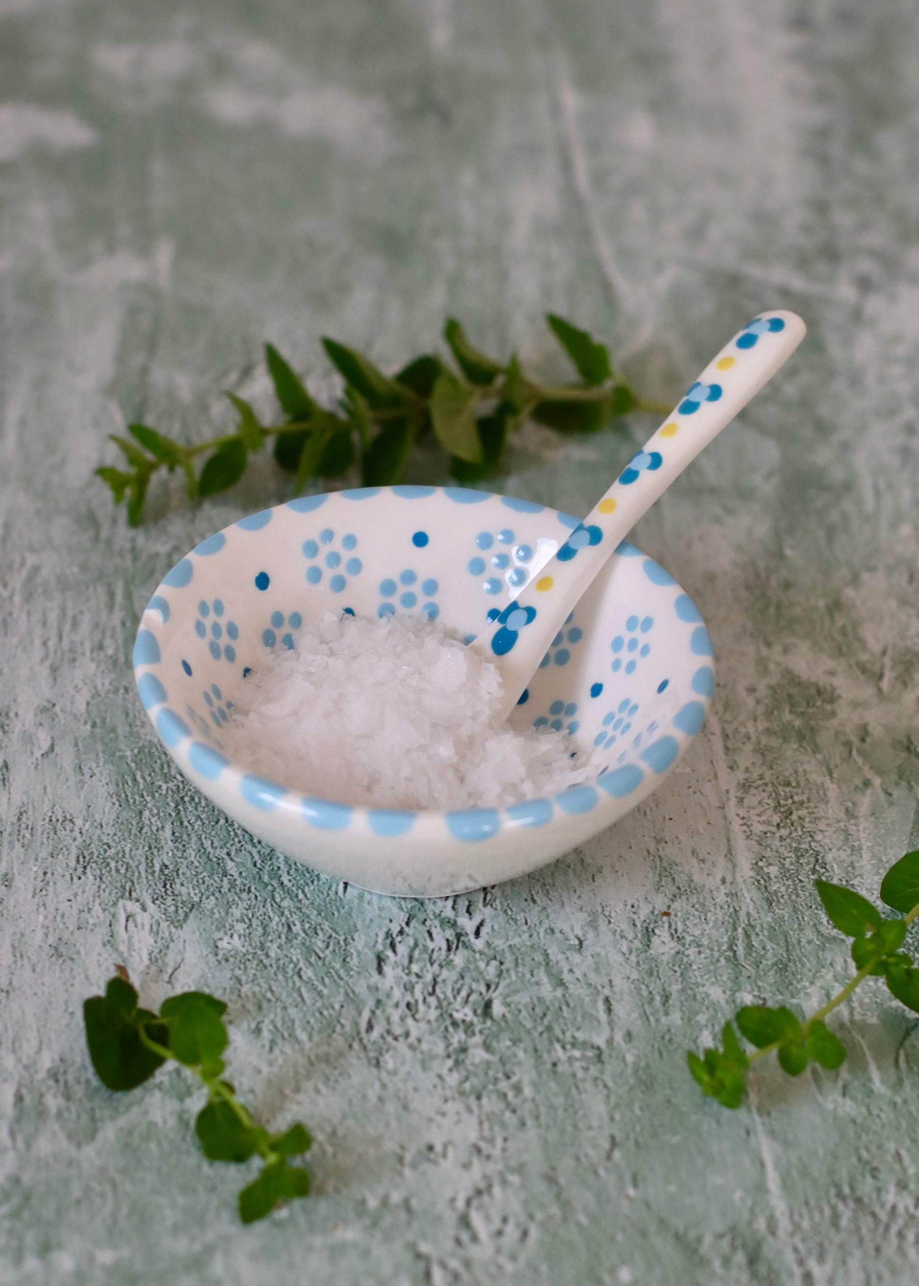 Salt Dish - White and Blue