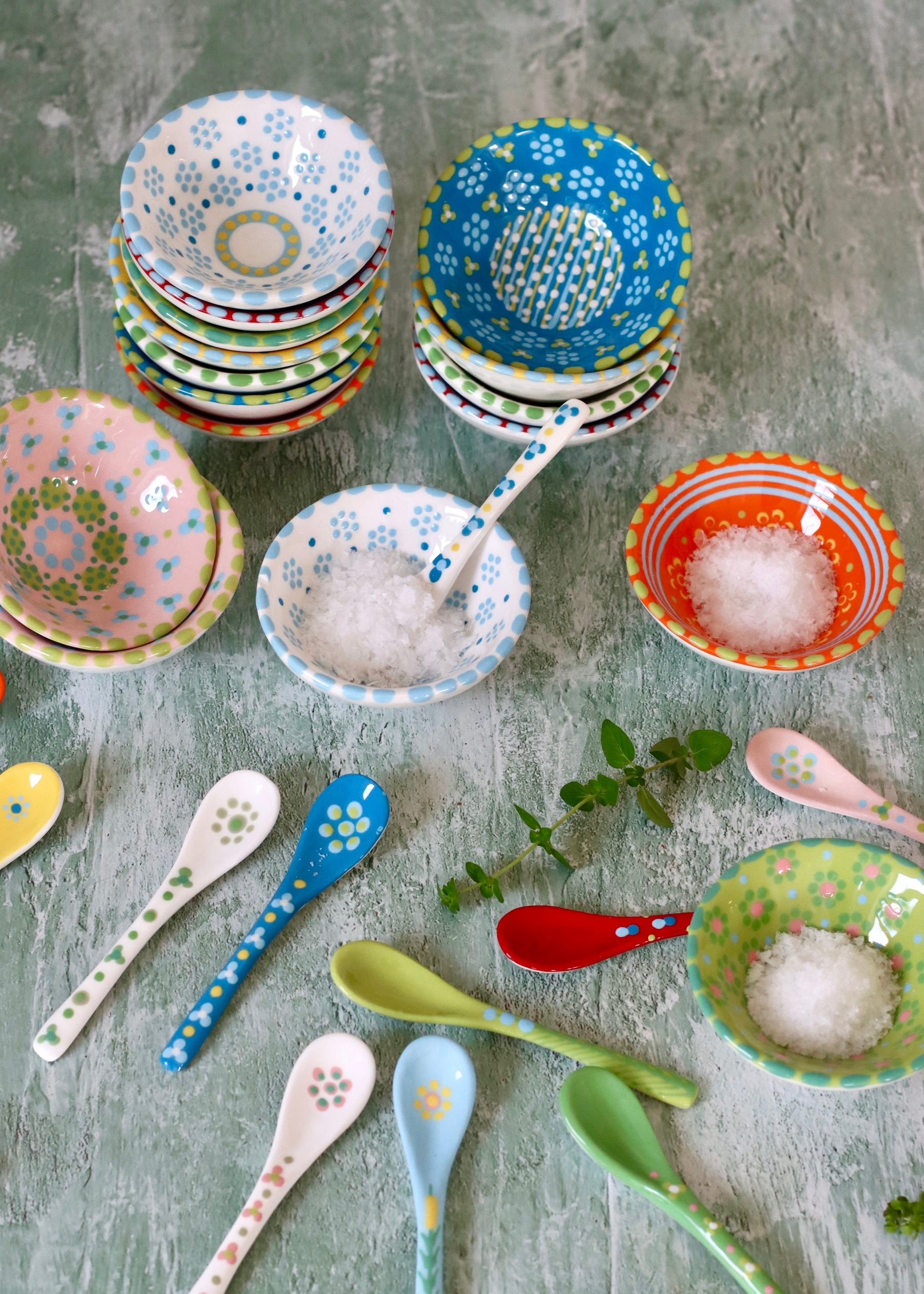 Salt Dish - White and Blue