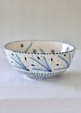 Fruit Bowl - White and Blue Feathers