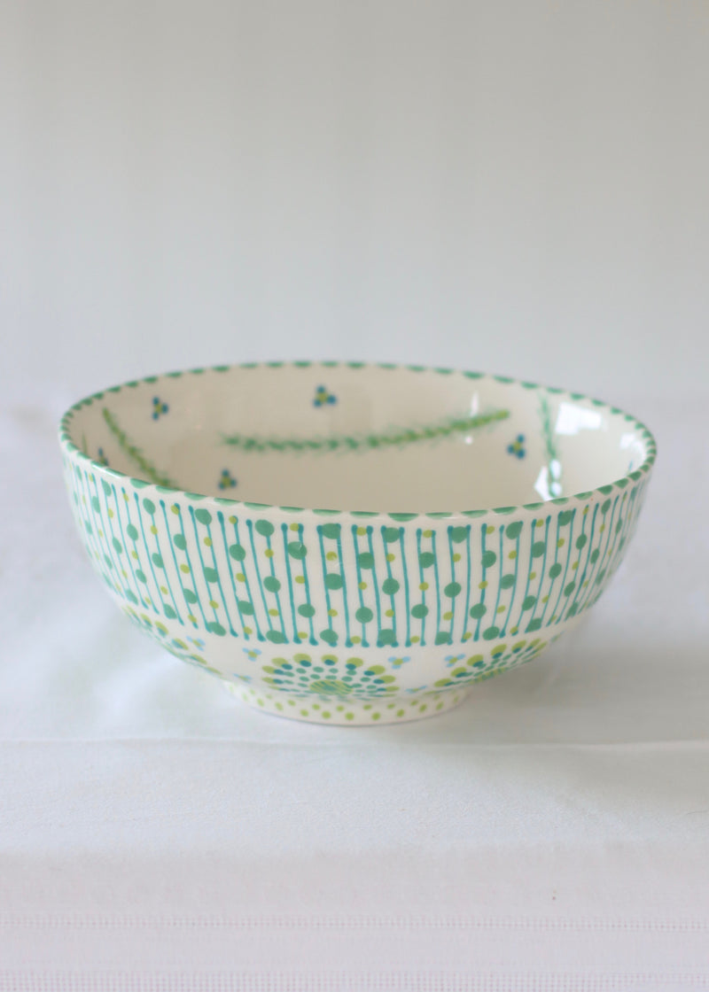 Fruit Bowl - White and Teal Spots