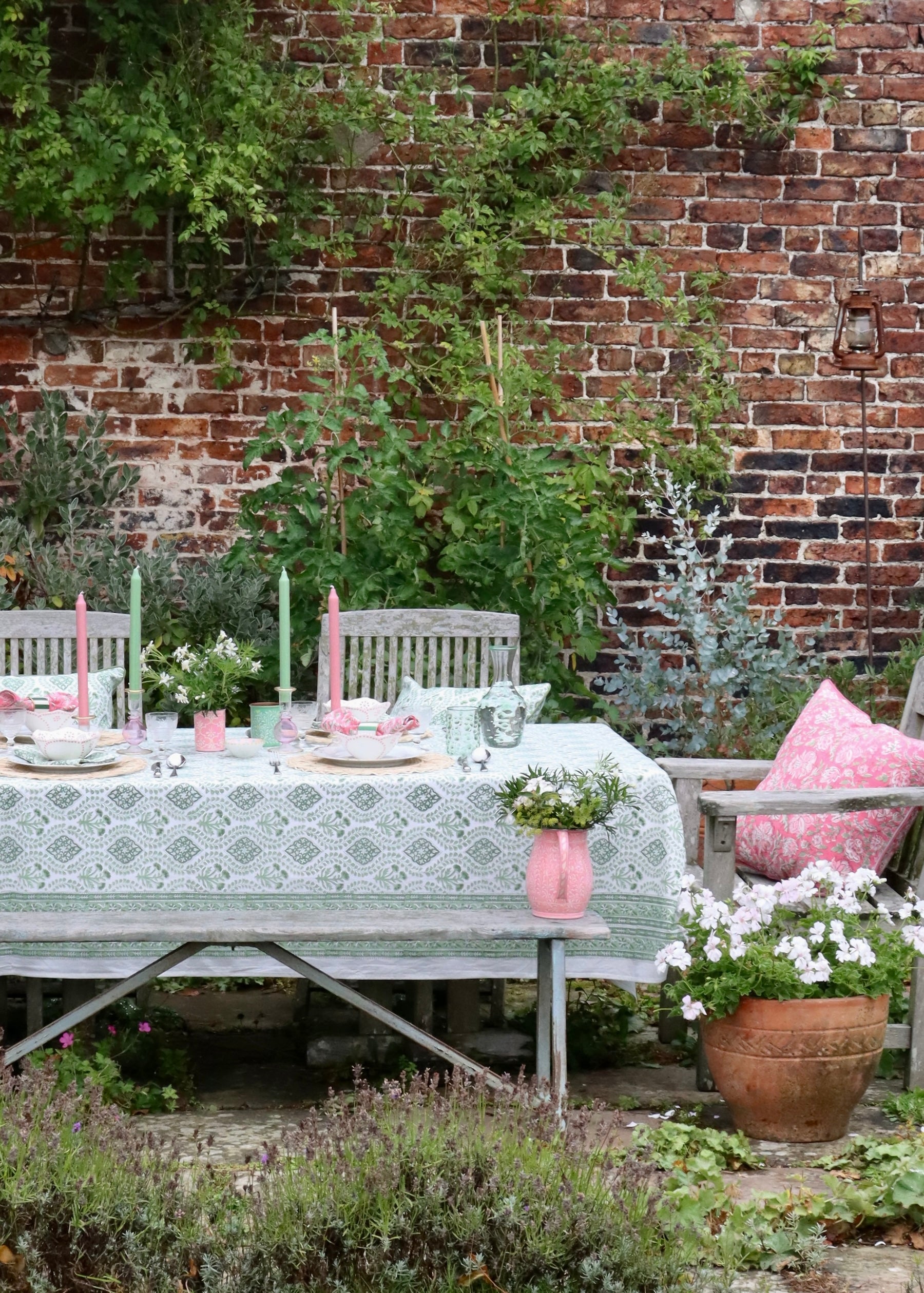 TABLECLOTH - Sage Green Trellis