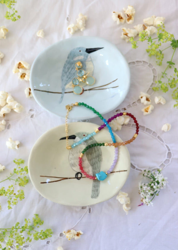 Pair of Gemma Orkin Trinket Dishes  - 2 Birds Blue & Pale Green