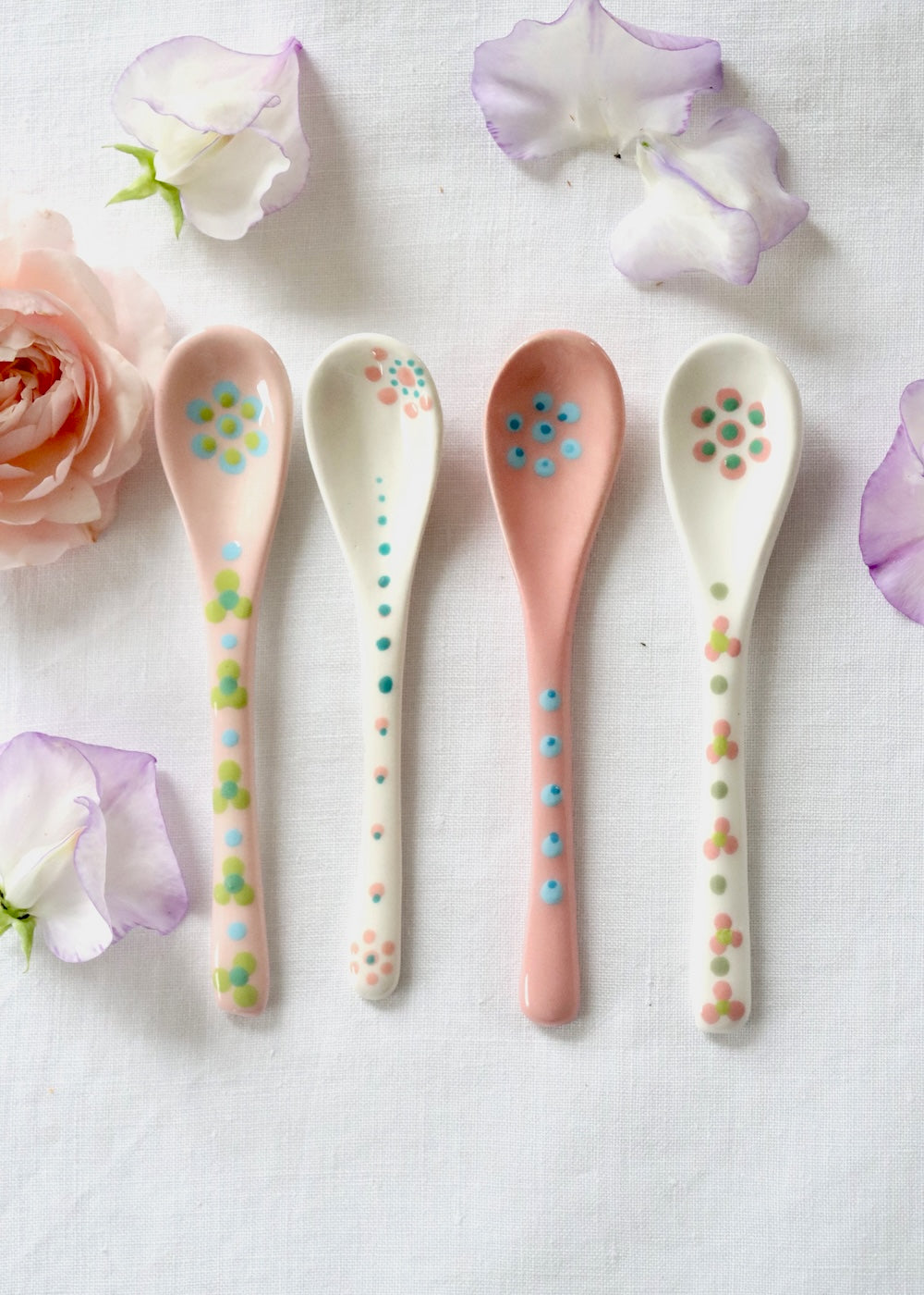 Ceramic Spoons - Set Of 4 Pinks