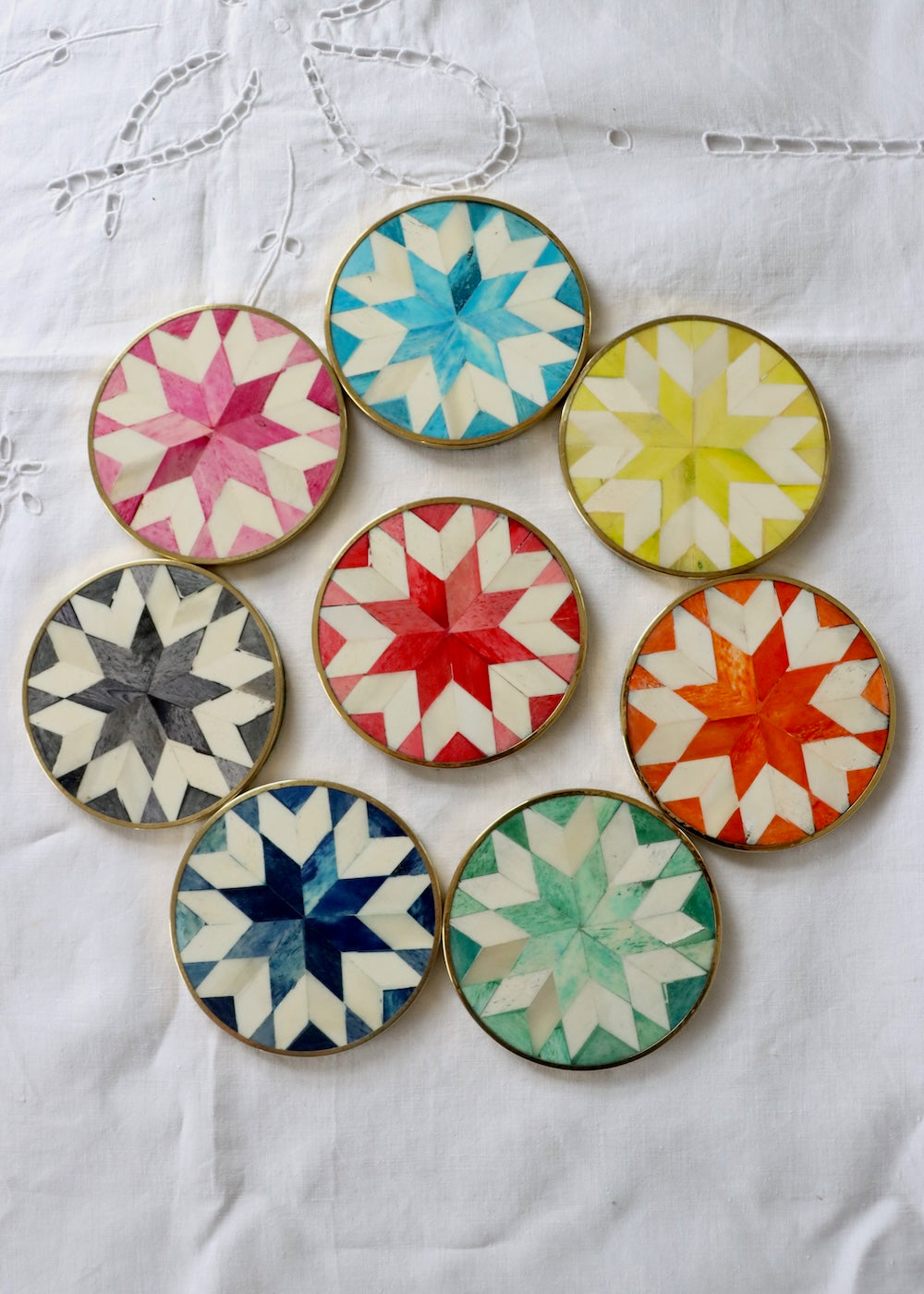 The Whole Gang SET OF 8  Inlay Coasters