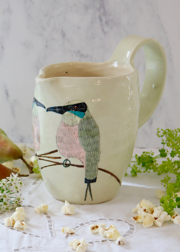 Gemma Orkin Jug - Pale Green with birds