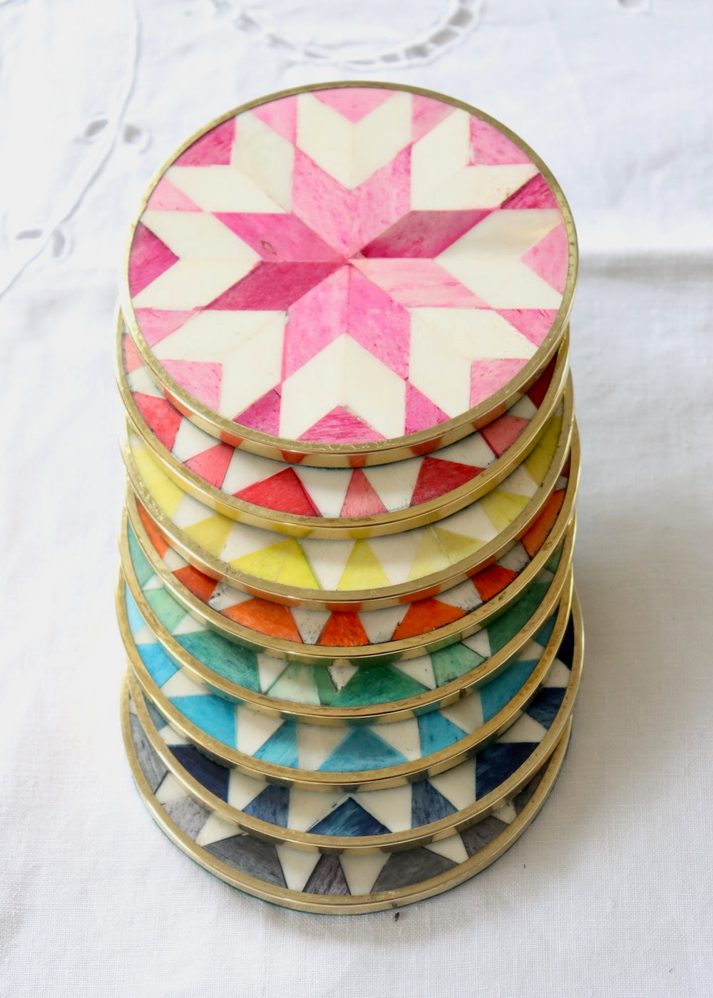 The Whole Gang SET OF 8  Inlay Coasters