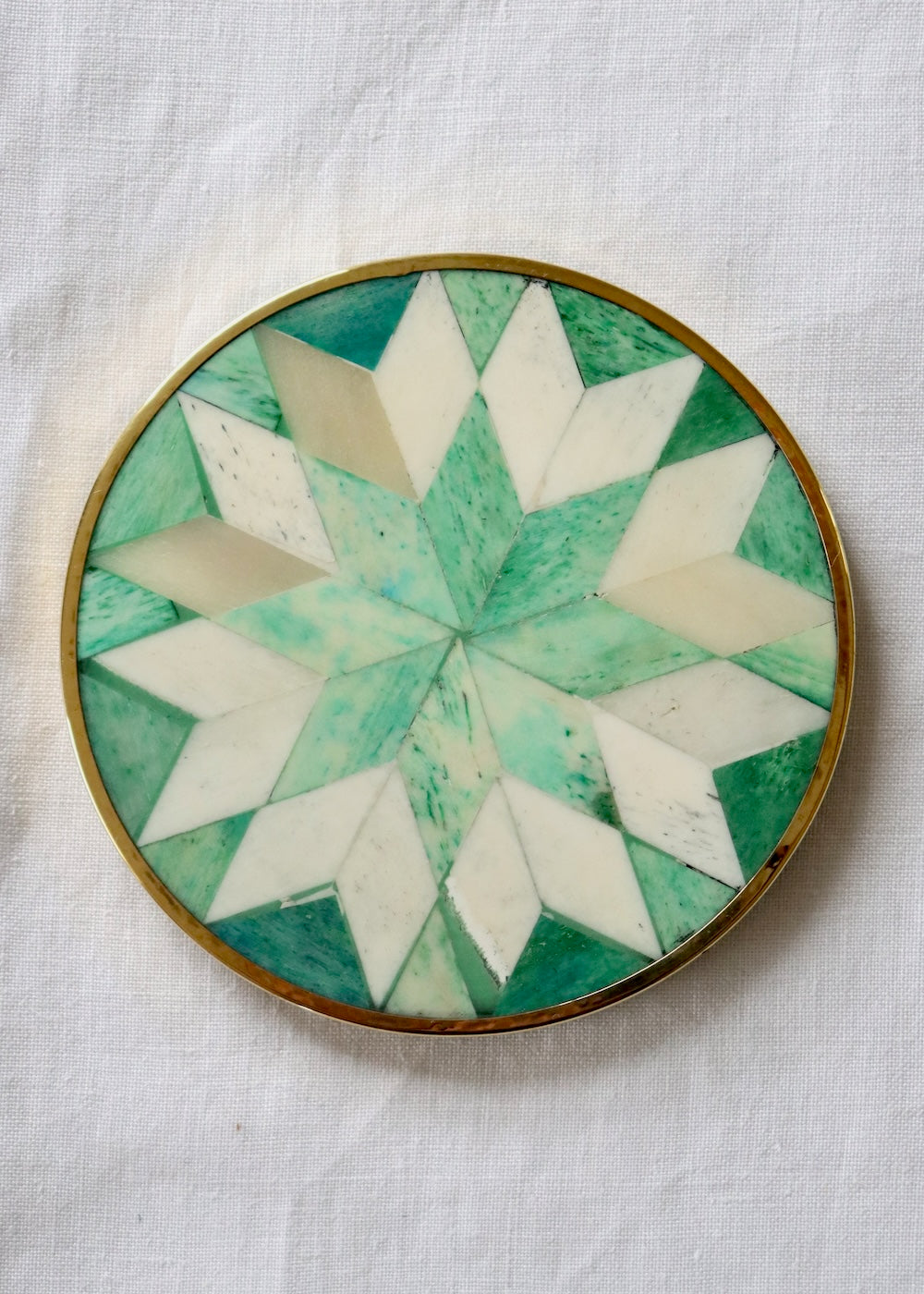 NEW COLOUR Inlay Coaster- Dusty Green Star
