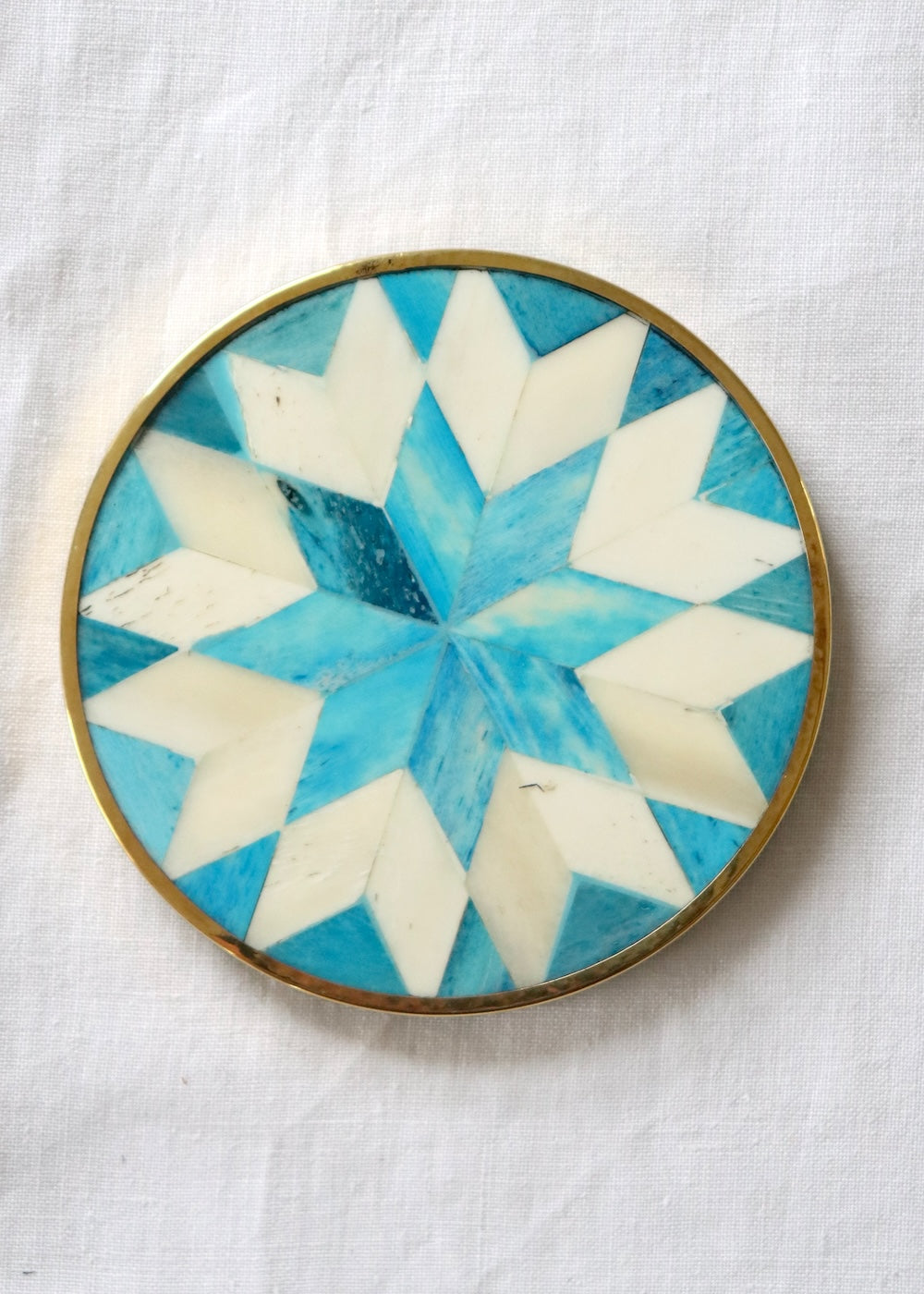 NEW COLOUR Inlay Coaster- Turquoise Star