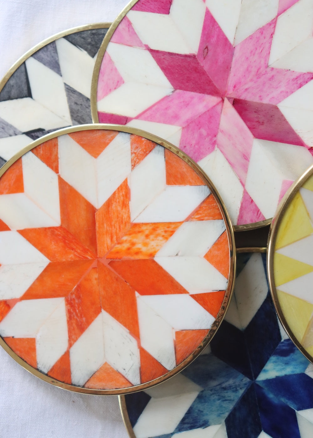 NEW COLOUR Inlay Coaster- Turquoise Star
