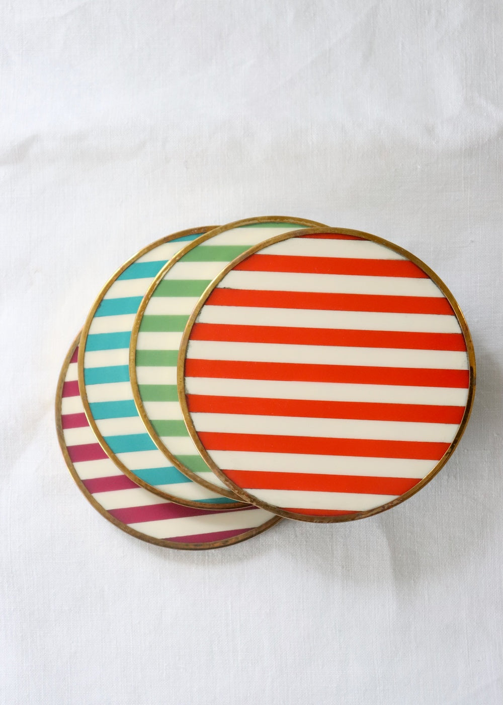 NEW Stripe Inlay Coaster - Orange Stripe
