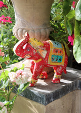 Decorative Wooden Elephant - Red