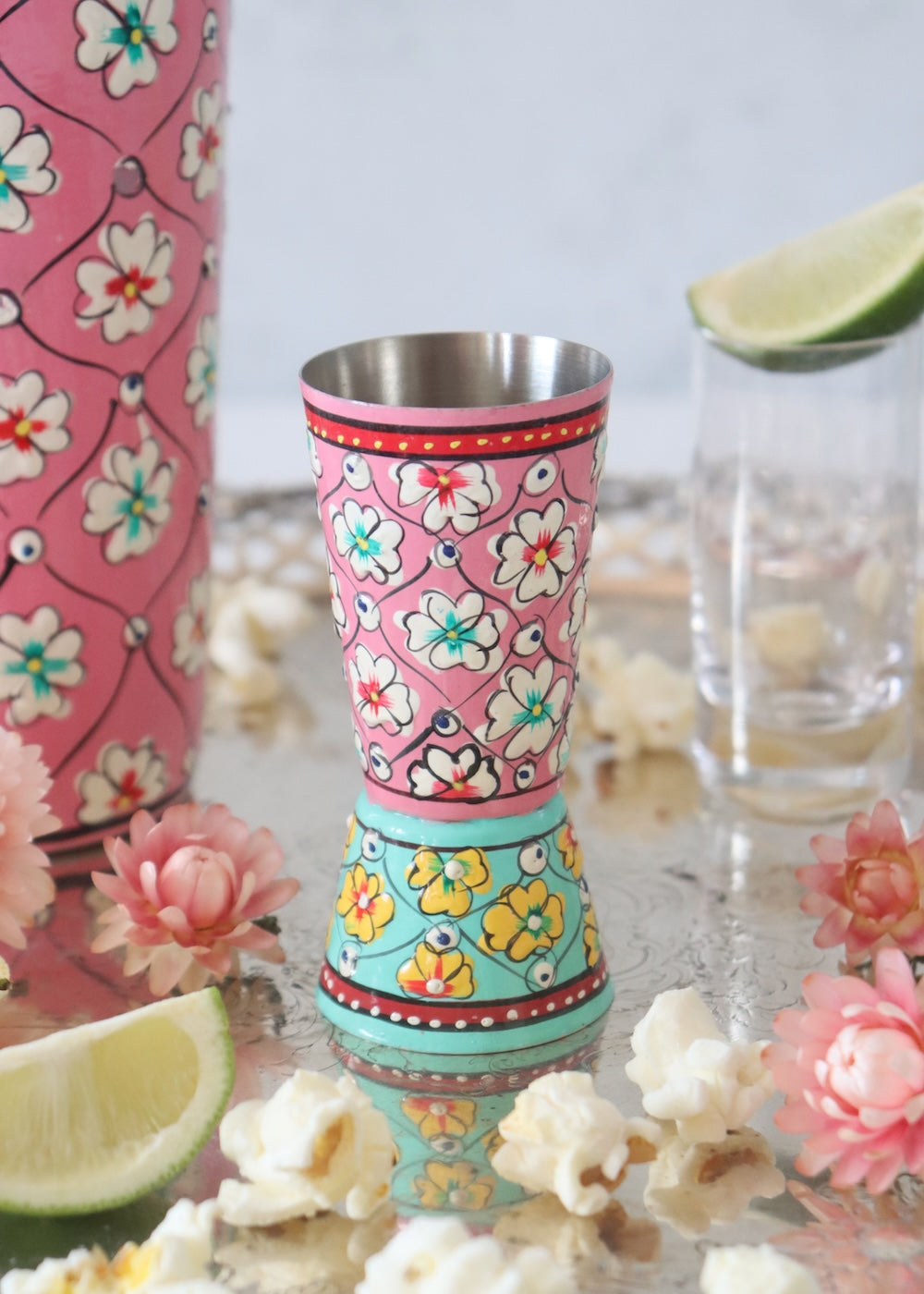 Spirit Measure - Pink with Red & Green Flowers