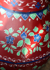 Decorative Painted Pot - Deep Red