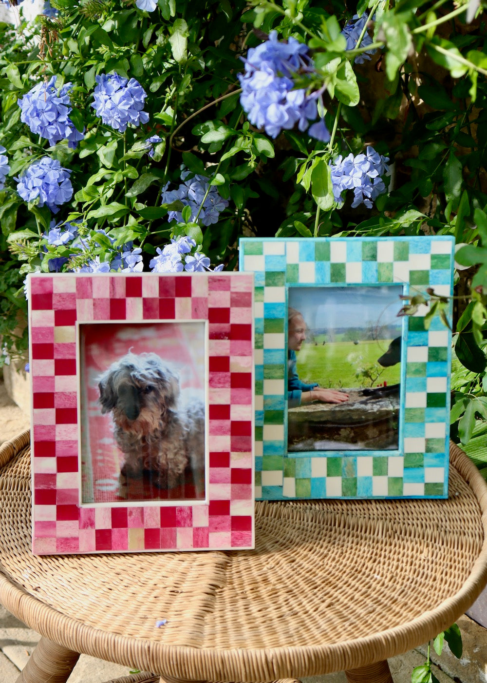 Photo Frame - Blue & Green Checkerboard