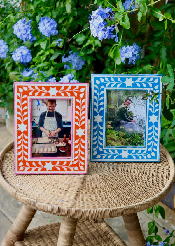 Pair of Photo Frames  - Orange & Blue Stars