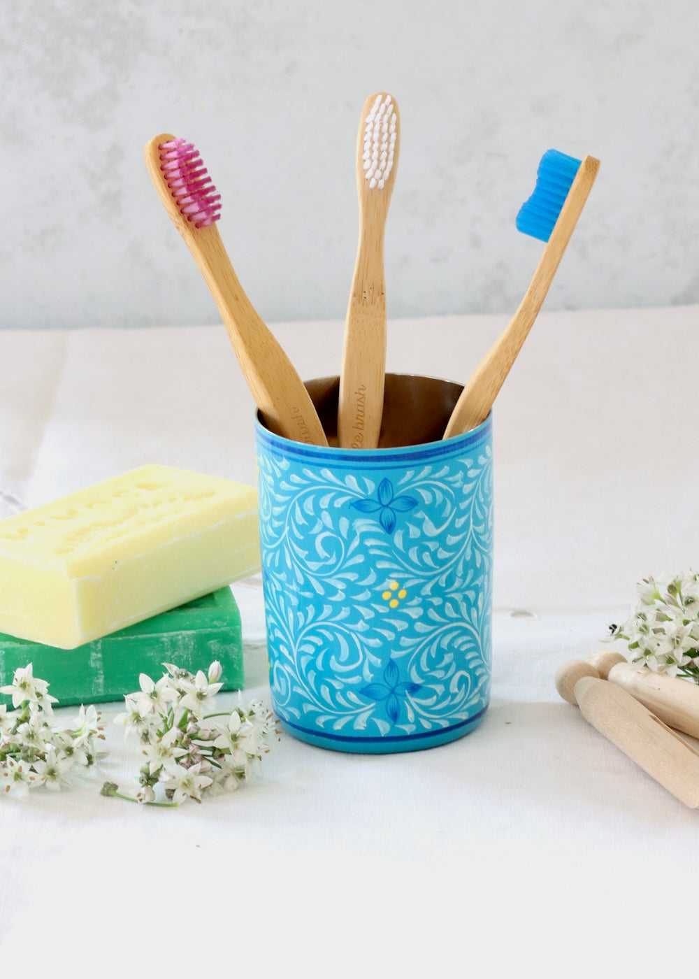 Brush Pot - Set of Three - Blues