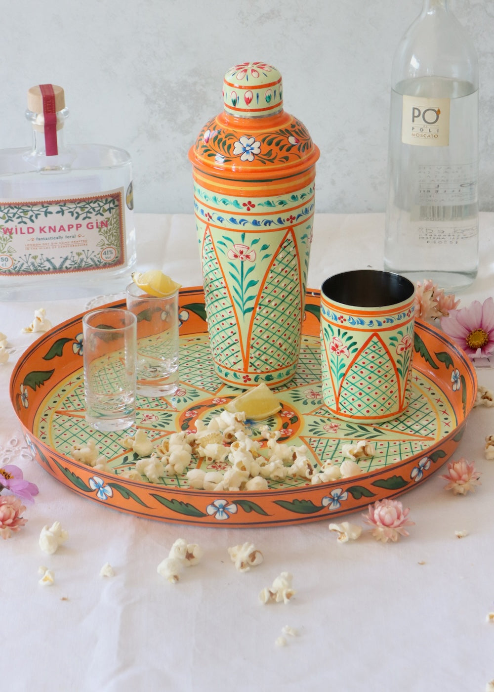 Hand Painted Round Thali Tray: Carribean Vibe