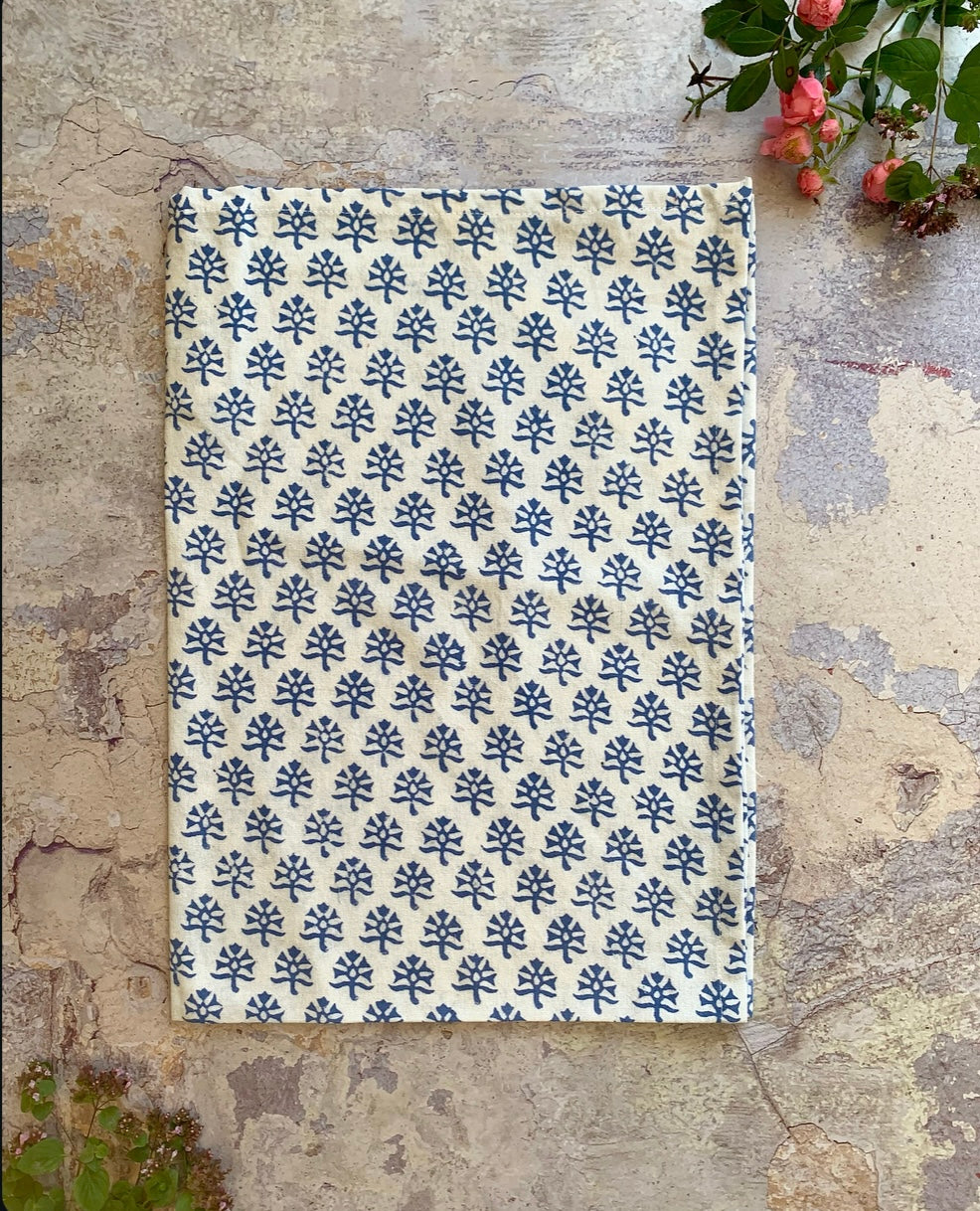 Tea Towel- Deep Blue Cotton Flower