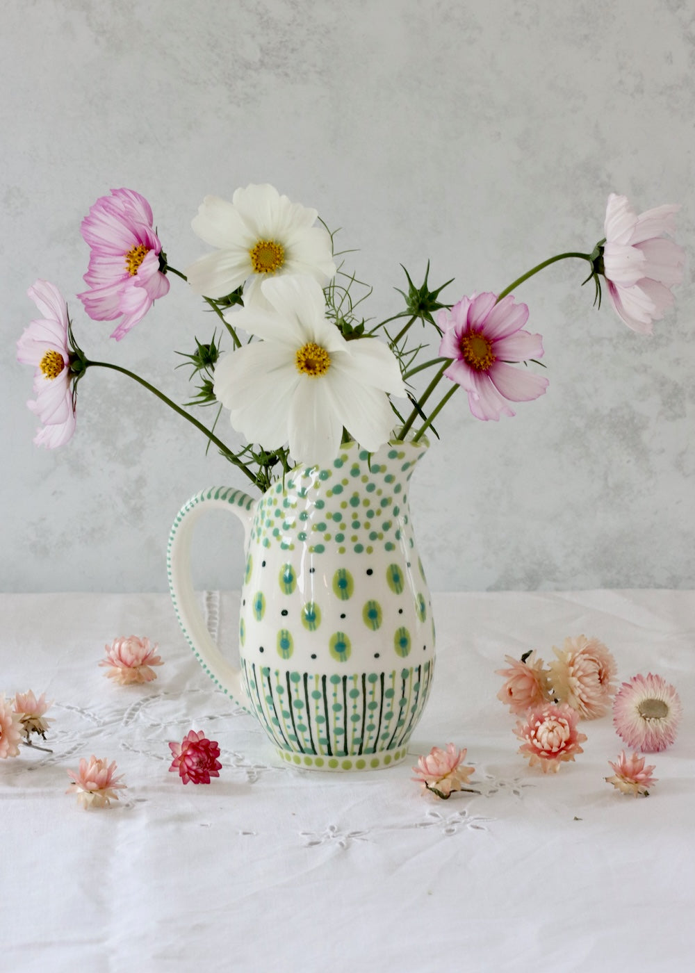 Plump Jug White & Teal