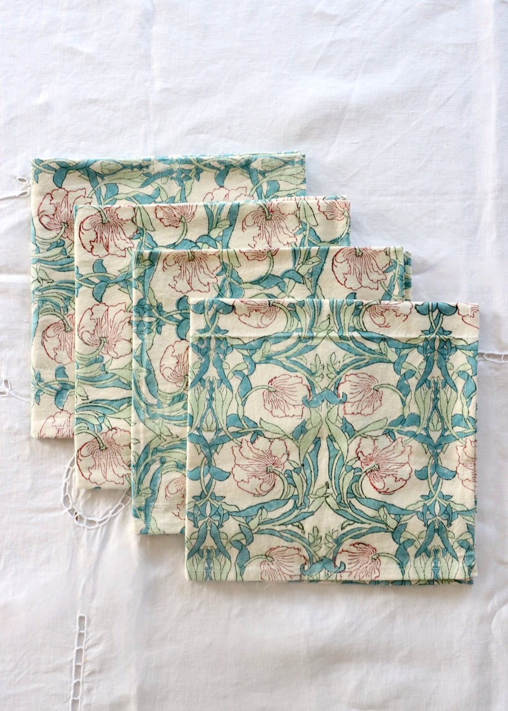 Hand Block Printed Napkins- Poppy Garden