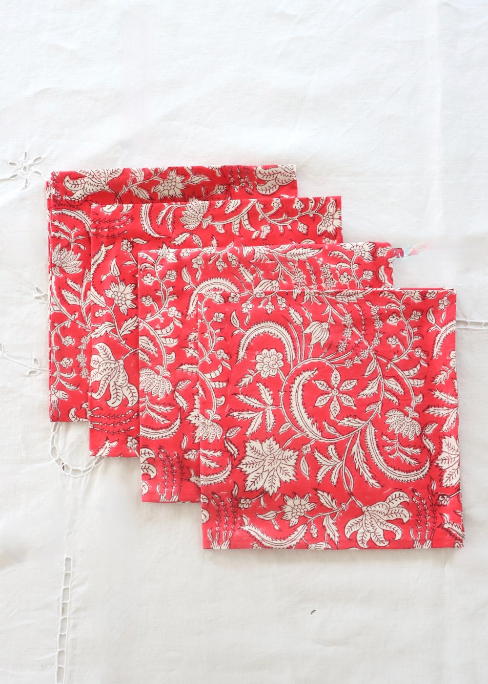 Set Of 4 Napkins - Autumn Red