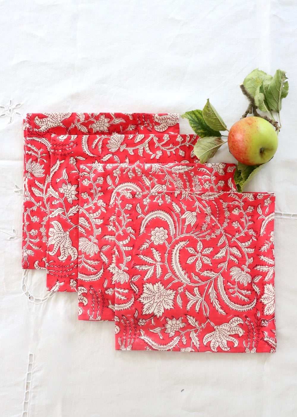 Set Of 4 Napkins - Autumn Red