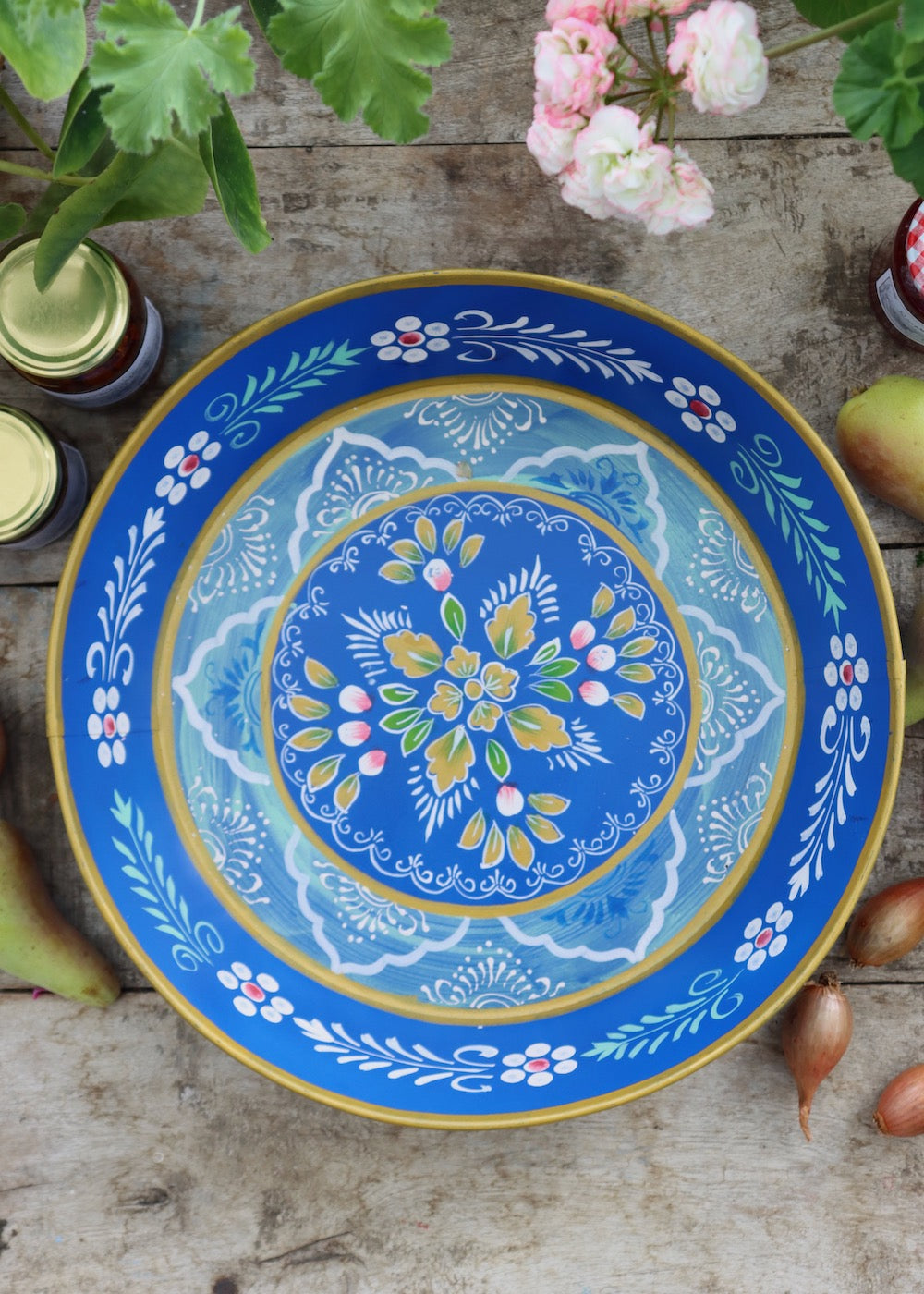 Small Painted Metal Tray - Rich Blue