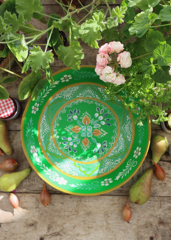 Small Painted Metal Tray - Garden Green