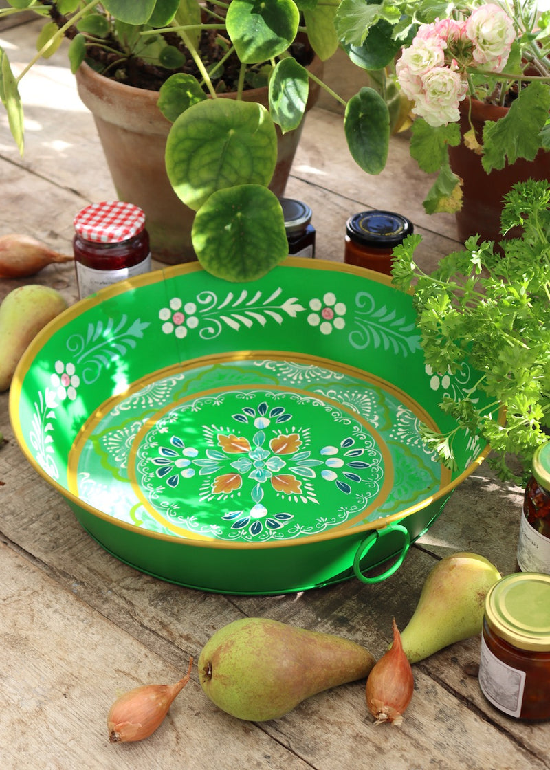 Small Painted Metal Tray - Garden Green