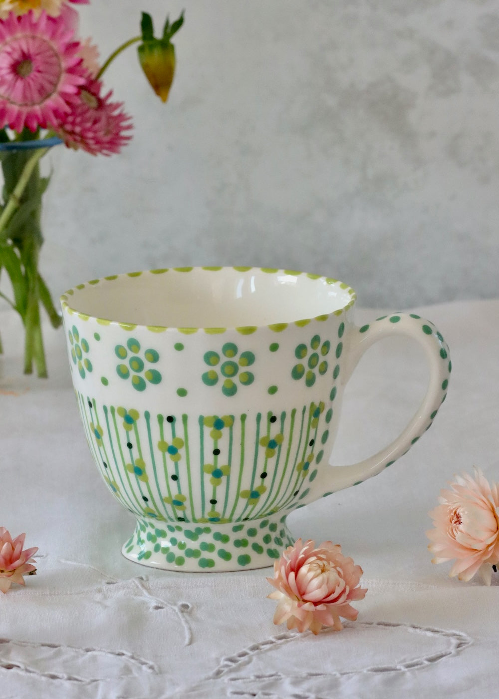 Time for Tea Cup - White Lime & Teal