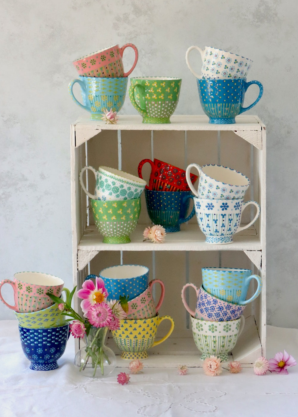 Time for Tea Cup - White and Pale Blue