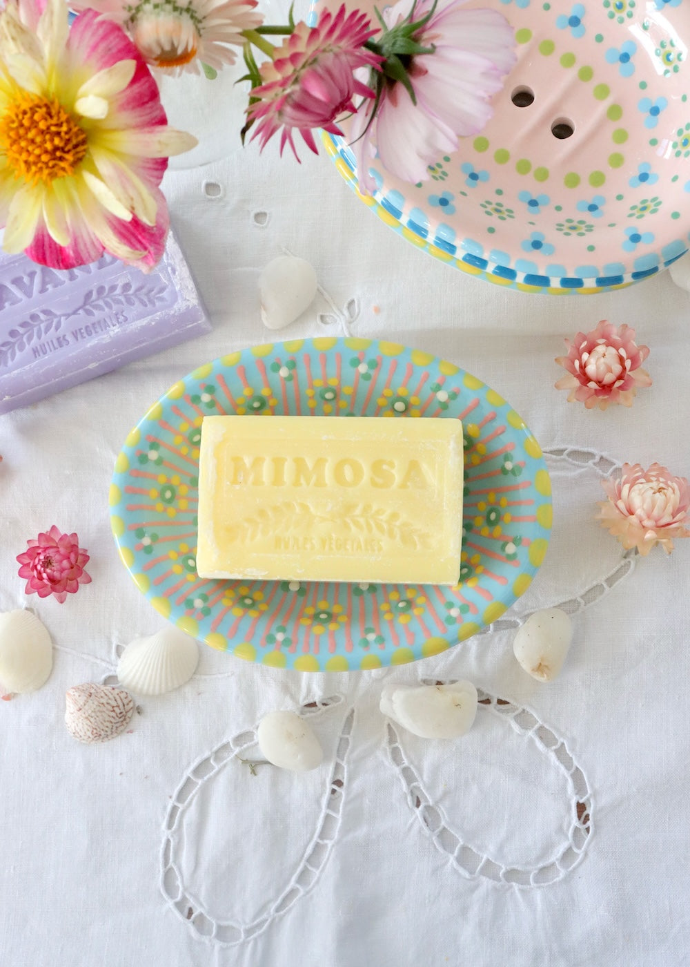 Soap Dish Pale Blue & Yellow