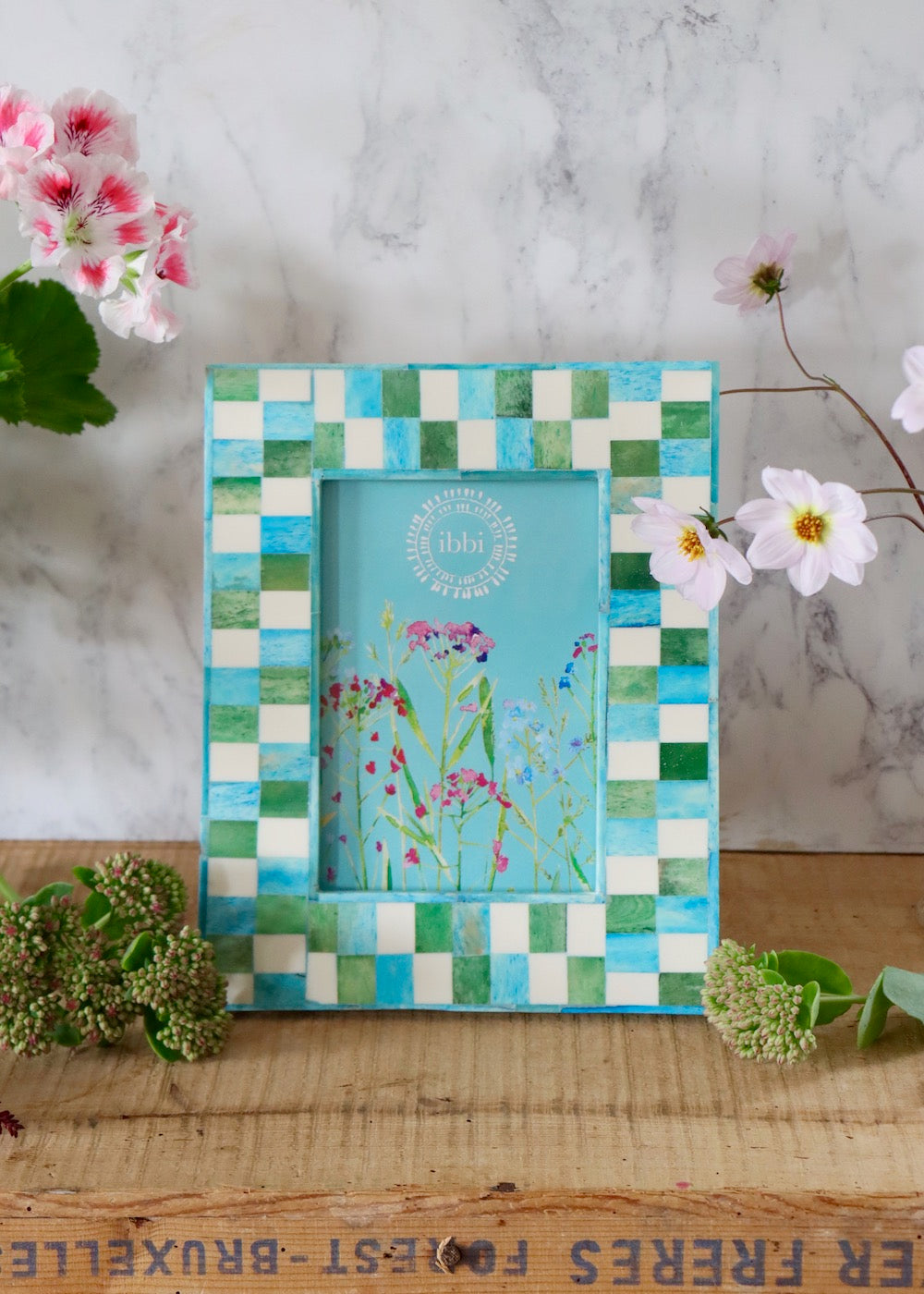 Photo Frame - Blue & Green Checkerboard