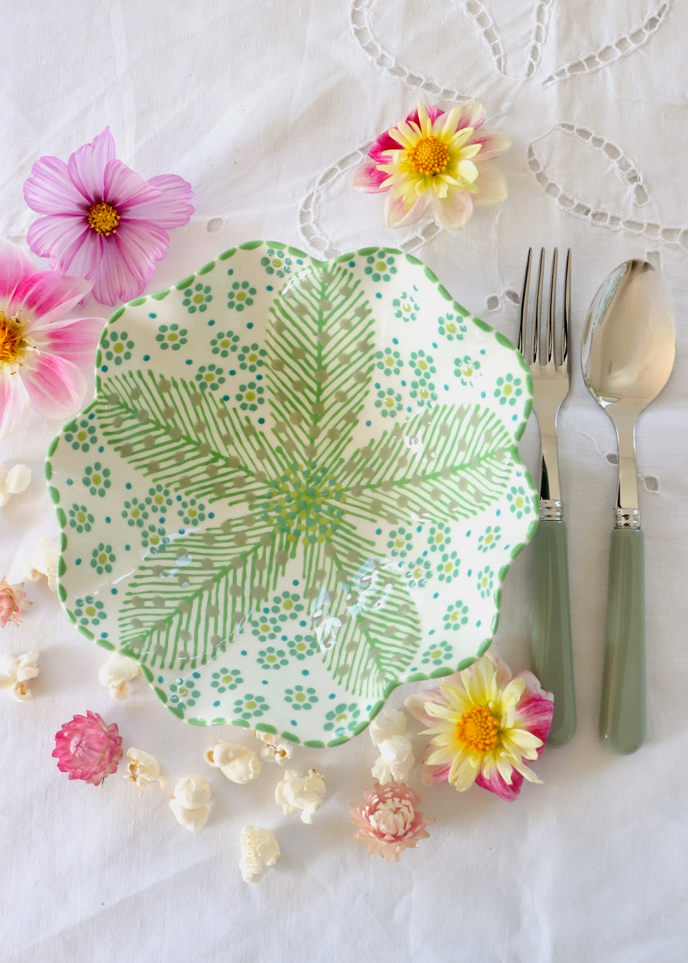 Pasta Bowl - White & Green