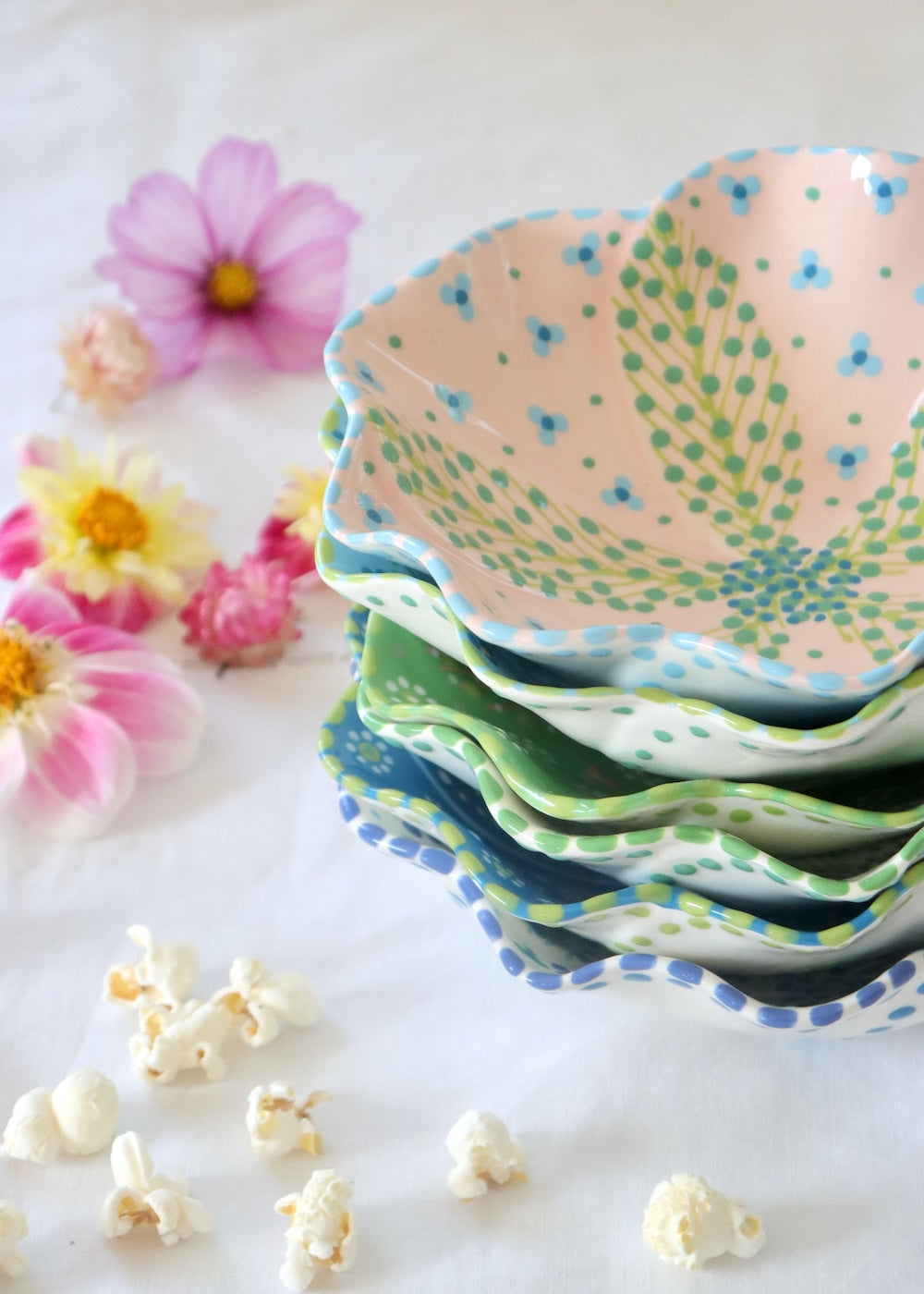 Pasta Bowl - White & Green