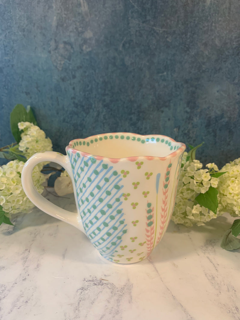 Waterlily Mug White Pink & Blue