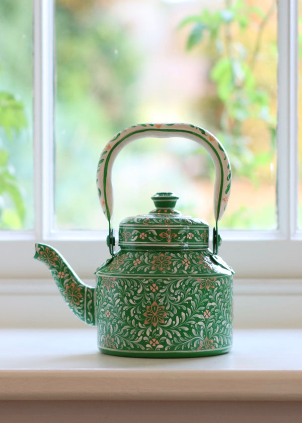 Hand Painted Teapot - Apple Green