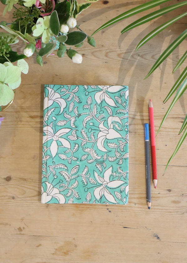 Block Print Covered Notebook - Green
