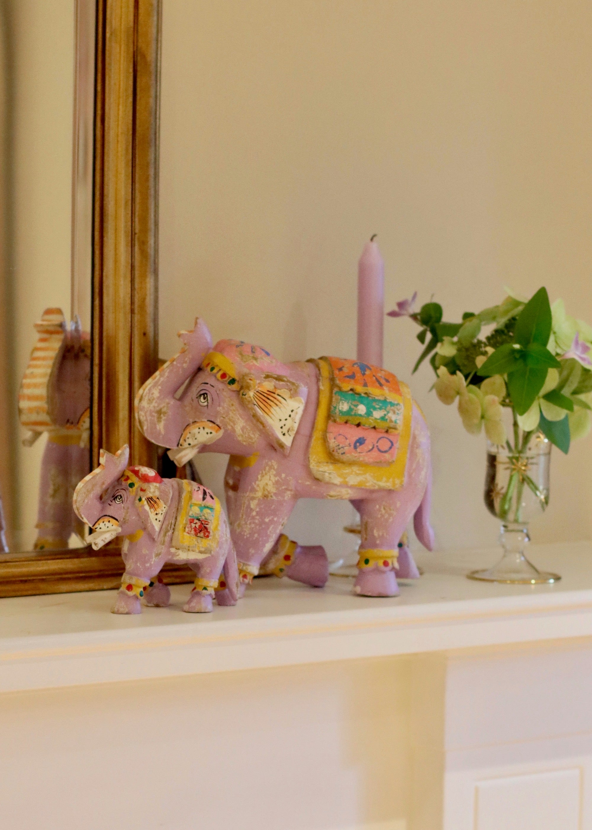 Decorative Wooden Elephant - Lilac
