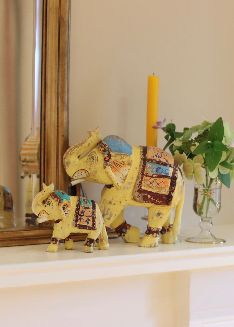 Decorative Wooden Elephant - Yellow