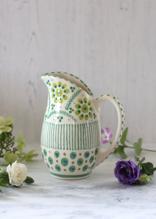 Plump Jug - White and Green