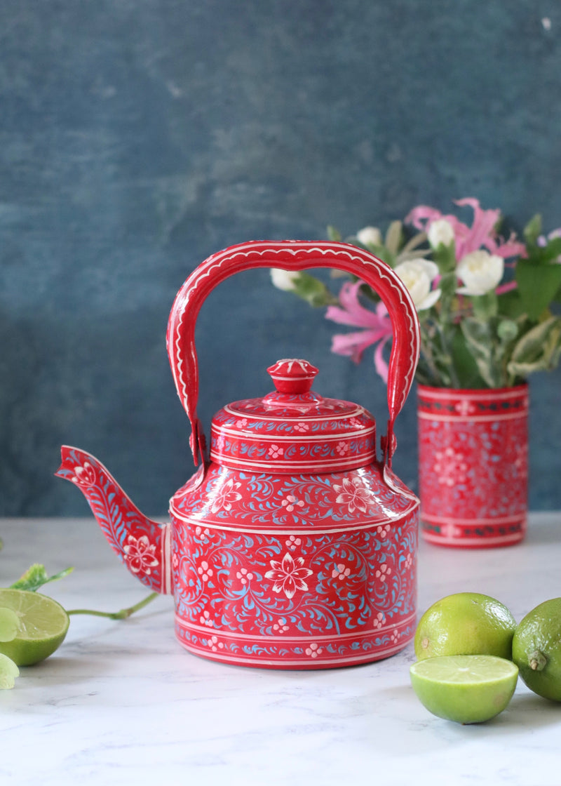 Hand Painted Teapot - Red
