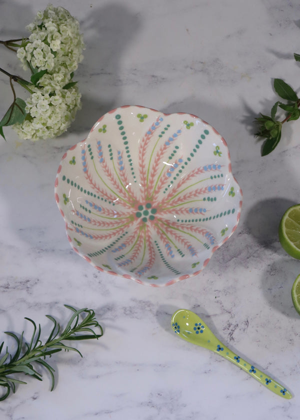 Pudding Bowl - White with Pink