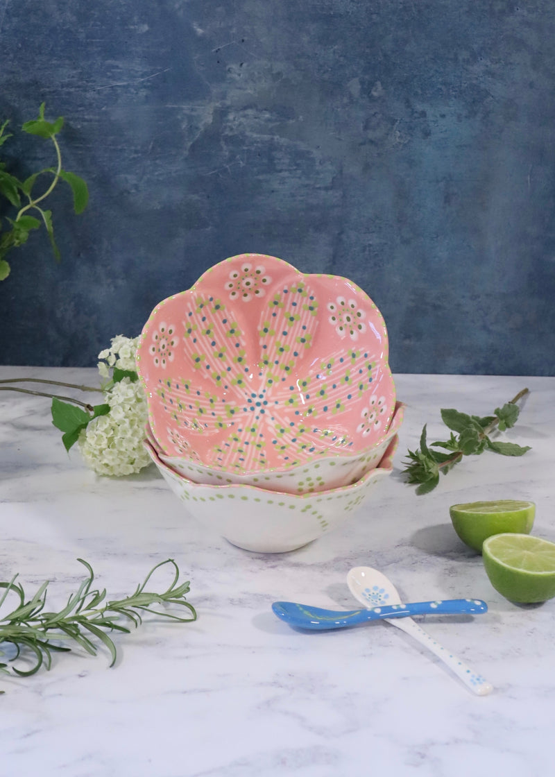 Pudding Bowl - Pink with Lime