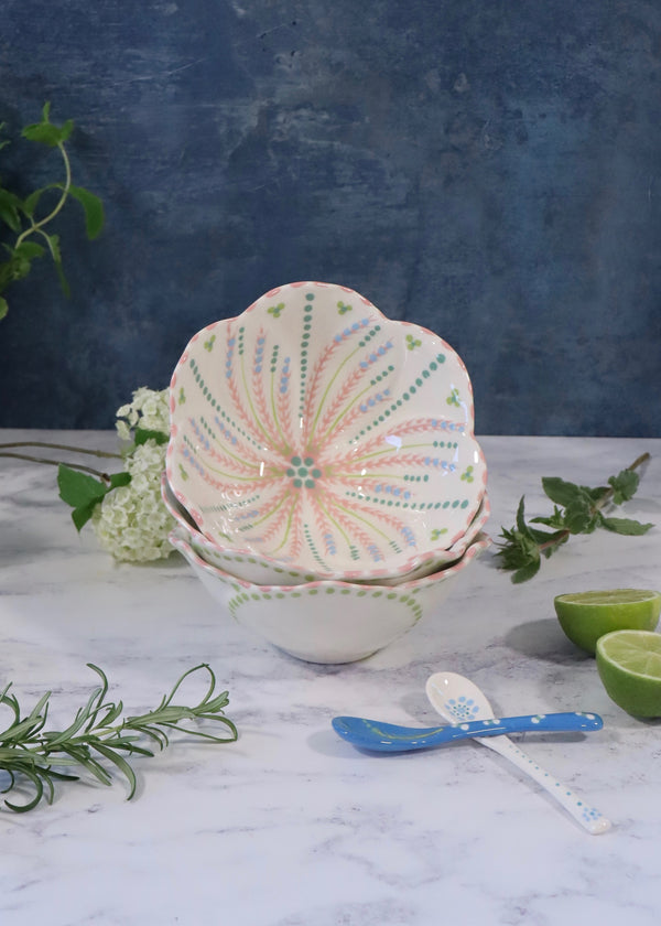 Pudding Bowl - White with Pink