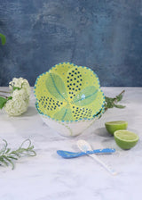 Pudding Bowl -  Lime with blue feather