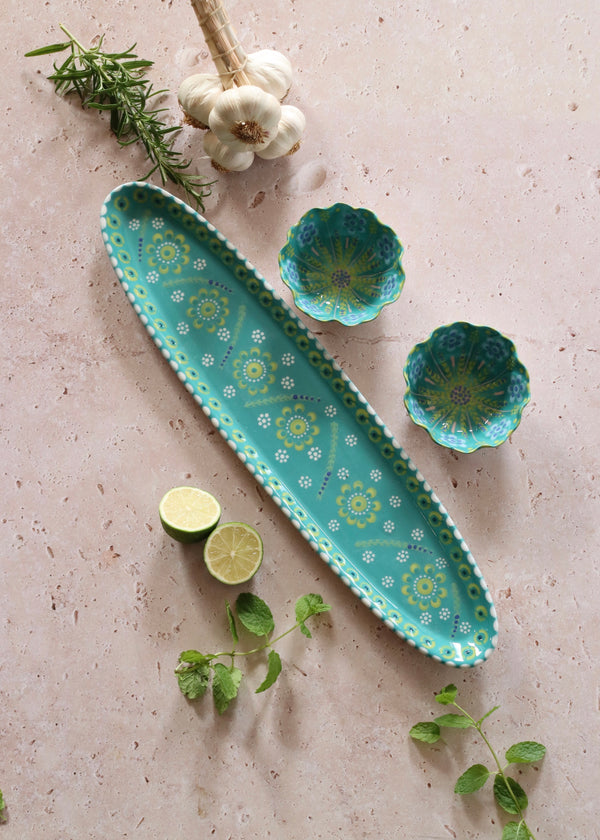 Garlic Platter - Teal Set