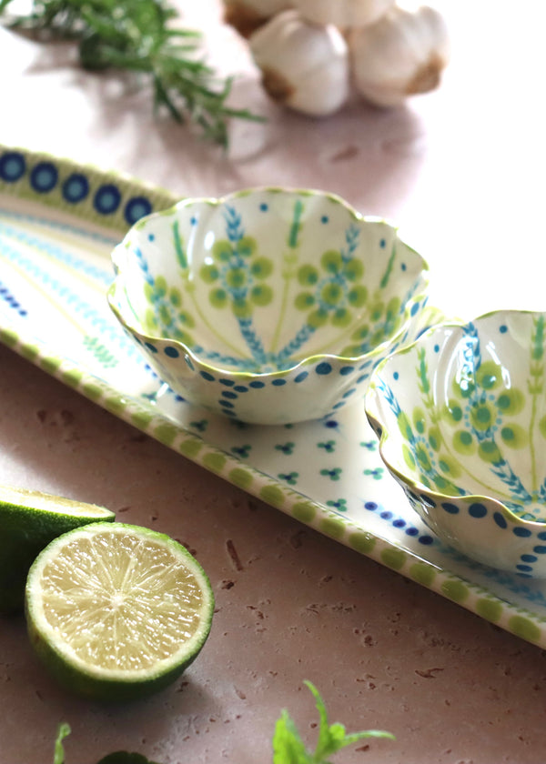 Garlic Platter -  White with Lime Set