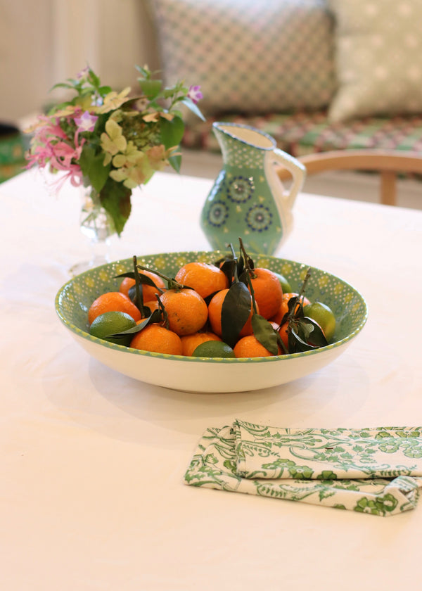 Olivia Fruit Bowl - Teal with Yellow