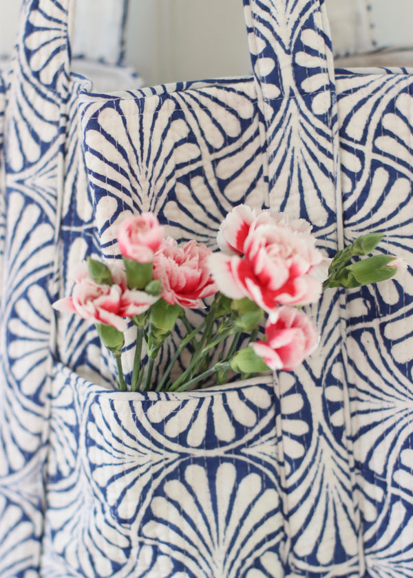 Block Print Everyday Bag - Aegean Blues